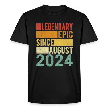 Anniversaire août 2024 Épopée légendaire - T-shirt Premium bio Homme - noir - Devant - Nico (187cm)