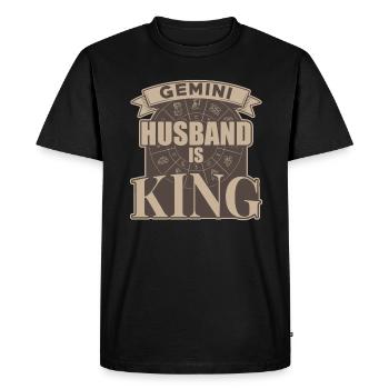 Le mari des Gémeaux est roi - T-shirt Premium bio Homme - noir - Devant - Nico (187cm)