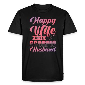 Scorpion femme heureuse avec le mari Wasserman - T-shirt Premium bio Homme - noir - Devant - Nico (187cm)