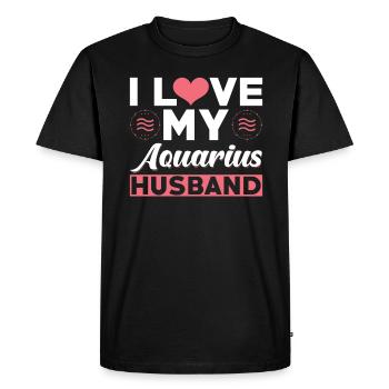 J’aime mon mari Verseau - T-shirt Premium bio Homme - noir - Devant - Nico (187cm)