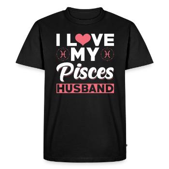 J’aime mon mari Poissons - T-shirt Premium bio Homme - noir - Devant - Nico (187cm)