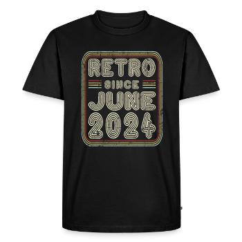 Birthday June 2024 Retro Gift - Men's Premium Organic T-Shirt - black - Front - Nico (187cm)