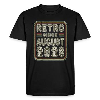 Birthday August 2023 Retro Gift - Men's Premium Organic T-Shirt - black - Front - Nico (187cm)