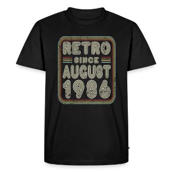 Anniversaire Août 1986 Cadeau rétro - T-shirt Premium bio Homme - noir - Devant - Nico (187cm)
