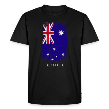 Souvenir avec le drapeau du pays de l’Australie - T-shirt Premium bio Homme - noir - Devant - Nico (187cm)