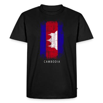 Souvenir avec le drapeau du pays du Cambodge - T-shirt Premium bio Homme - noir - Devant - Nico (187cm)