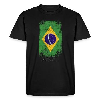 Souvenir with the country flag of Brazil - Men's Premium Organic T-Shirt - black - Front - Nico (187cm)
