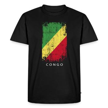 Souvenir avec le drapeau du Congo - T-shirt Premium bio Homme - noir - Devant - Nico (187cm)