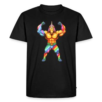 Bodybuilder Einhorn Design - Unicorn Bodybuilder - T-shirt Premium bio Homme - noir - Devant - Nico (187cm)