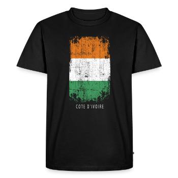 Souvenir avec le drapeau de la Côte d’Ivoire - T-shirt Premium bio Homme - noir - Devant - Nico (187cm)