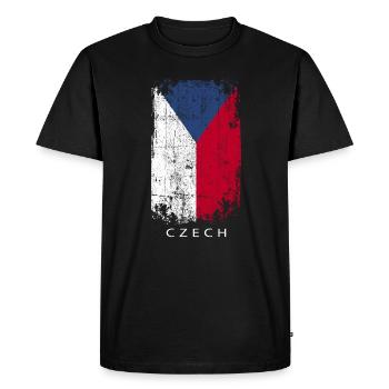 Souvenir avec le drapeau de la République tchèque - T-shirt Premium bio Homme - noir - Devant - Nico (187cm)