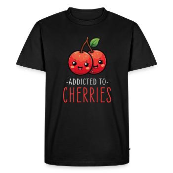 Cerises Kawaii - T-shirt Premium bio Homme - noir - Devant - Nico (187cm)