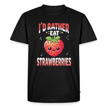Strawberries Kawaii - Men's Premium Organic T-Shirt - black - Front - Nico (187cm)
