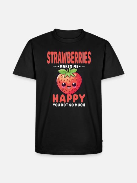Erdbeere Kawaii - Männer Premium Bio T-Shirt - Schwarz