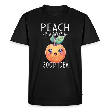 Peach Kawaii - Men's Premium Organic T-Shirt - black - Front - Nico (187cm)