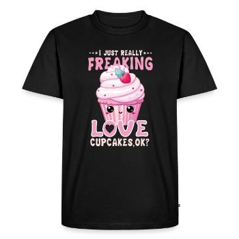 Cupcake Kawaii - T-shirt Premium bio Homme - noir - Devant - Nico (187cm)