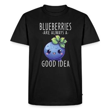 Blueberry Kawaii - Men's Premium Organic T-Shirt - black - Front - Nico (187cm)