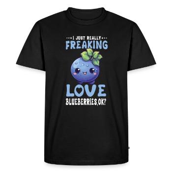 Blueberry Kawaii - Men's Premium Organic T-Shirt - black - Front - Nico (187cm)