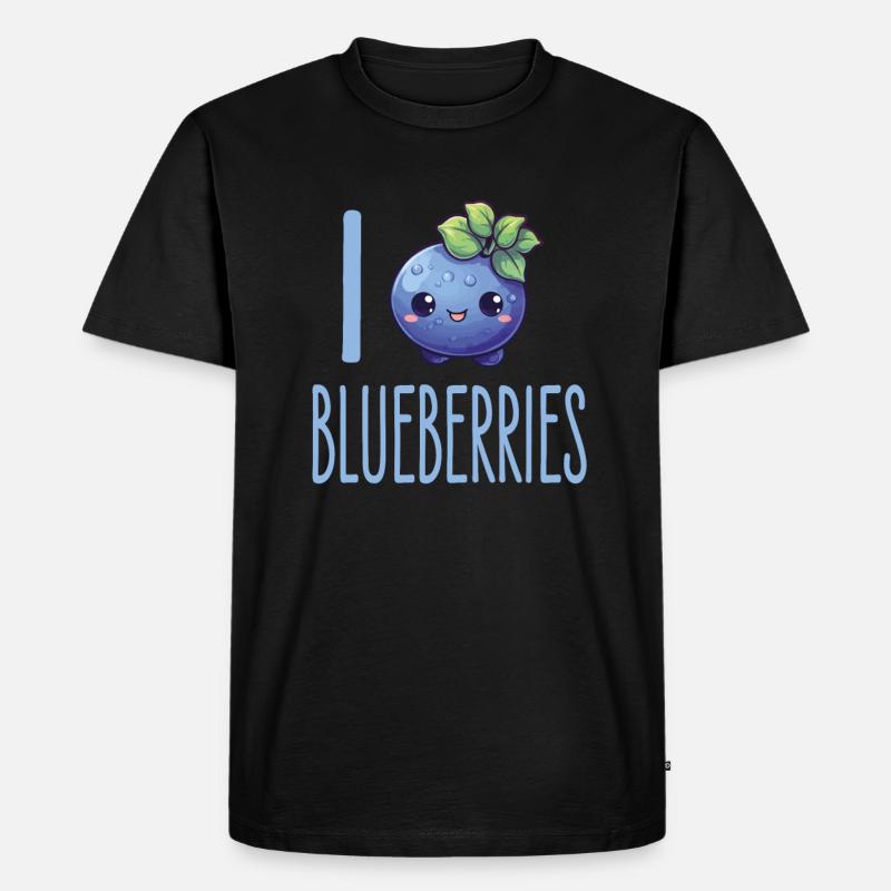 Blaubeere Kawaii - Männer Premium Bio T-Shirt - Schwarz