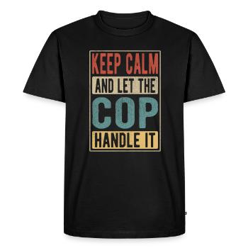 Policeman Retro Gift - Men's Premium Organic T-Shirt - black - Front - Nico (187cm)