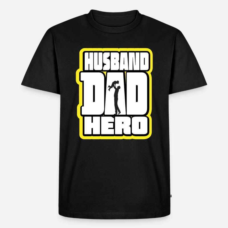 Ehemann Papa Held Retro - Männer Premium Bio T-Shirt - Schwarz