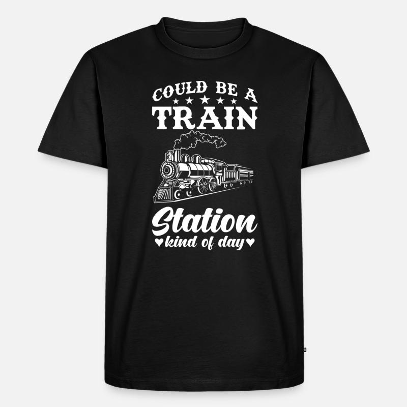 Zugreise Reise - Männer Premium Bio T-Shirt - Schwarz
