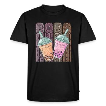 Boba Tea Design Bubbles Bubble Tea Retro Boba - Men's Premium Organic T-Shirt - black - Front - Nico (187cm)