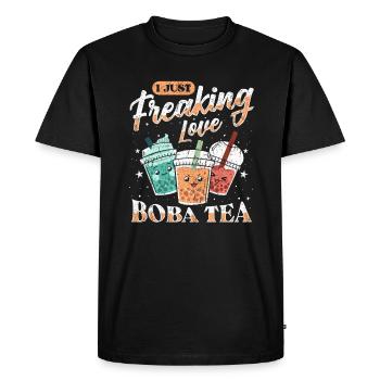 Boba Tea Design Bubbles Bubble Tea Kawaii Boba - Men's Premium Organic T-Shirt - black - Front - Nico (187cm)