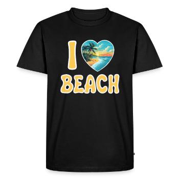Strand - J’adore la plage - T-shirt Premium bio Homme - noir - Devant - Nico (187cm)
