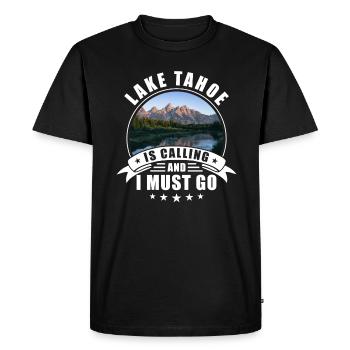 Lac Tahoe Souvenir Lake Tahoe Appels - T-shirt Premium bio Homme - noir - Devant - Nico (187cm)