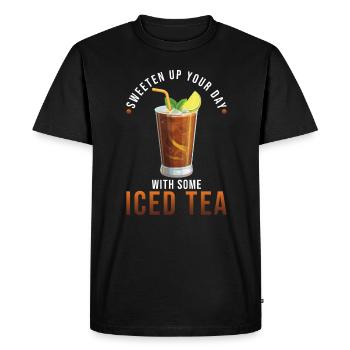 Conception de boisson au thé glacé Restez calme et thé glacé - T-shirt Premium bio Homme - noir - Devant - Nico (187cm)