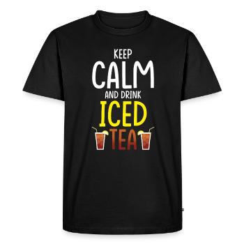 Conception de boisson au thé glacé Restez calme et thé glacé - T-shirt Premium bio Homme - noir - Devant - Nico (187cm)
