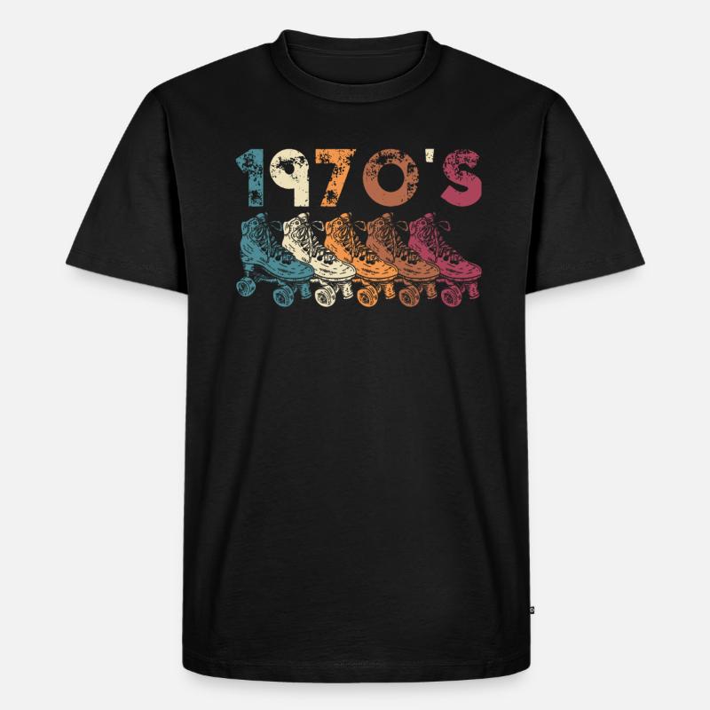 70s Rollerskate Rollerskating - Männer Premium Bio T-Shirt - Schwarz