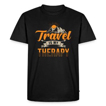 Travel Travel est ma thérapie - T-shirt Premium bio Homme - noir - Devant - Nico (187cm)