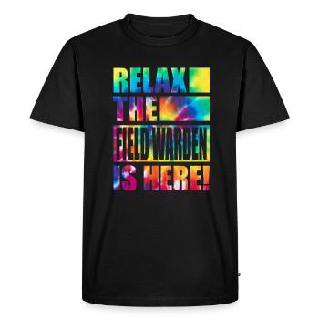 Field Warden Funny Saying - Men's Premium Organic T-Shirt - black - Front - Nico (187cm)