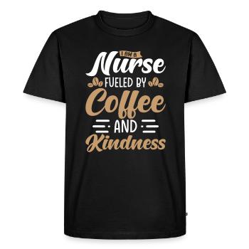 Infirmière alimentée par le café - T-shirt Premium bio Homme - noir - Devant - Nico (187cm)