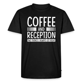 Réceptionniste Cadeau Café réceptionniste - T-shirt Premium bio Homme - noir - Devant - Nico (187cm)
