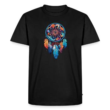 Capteur de rêves Plumes Attrape-rêves - T-shirt Premium bio Homme - noir - Devant - Nico (187cm)