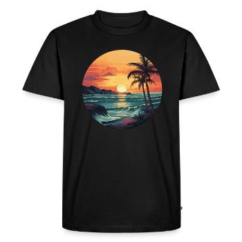 Beach Sunset - Men's Premium Organic T-Shirt - black - Front - Nico (187cm)