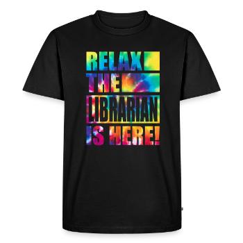 Drôle de dicton de bibliothécaire - T-shirt Premium bio Homme - noir - Devant - Nico (187cm)
