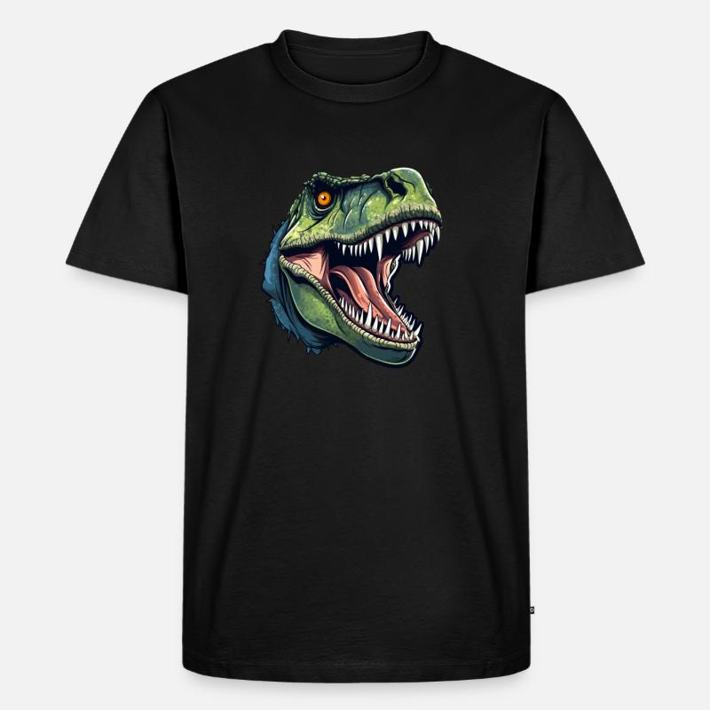 T-Rex Dino Kopf - Männer Premium Bio T-Shirt - Schwarz