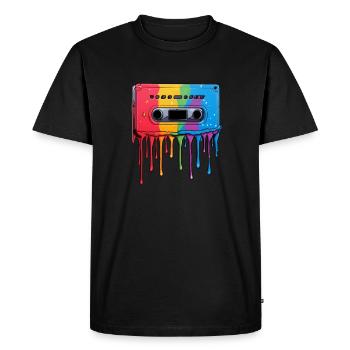 Cassette Drops - Men's Premium Organic T-Shirt - black - Front - Nico (187cm)