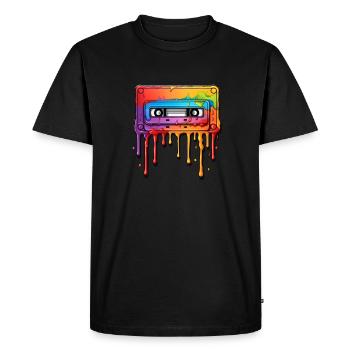 Cassette - T-shirt Premium bio Homme - noir - Devant - Nico (187cm)