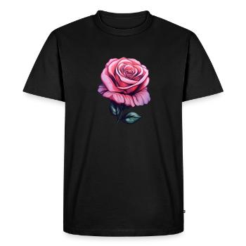 Rose Couleur Pastel Rose - T-shirt Premium bio Homme - noir - Devant - Nico (187cm)