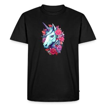 Unicorn Floral Aesthetics - Men's Premium Organic T-Shirt - black - Front - Nico (187cm)