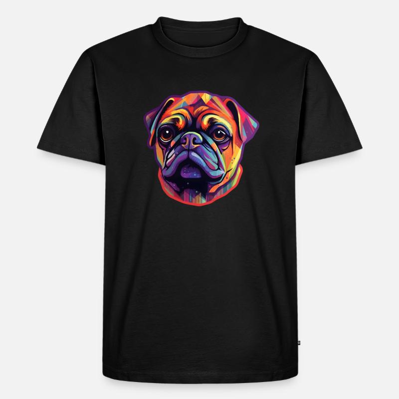 Mops Regenbogenfarben - Männer Premium Bio T-Shirt - Schwarz