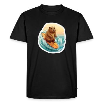 Capybara Surfer - Men's Premium Organic T-Shirt - black - Front - Nico (187cm)