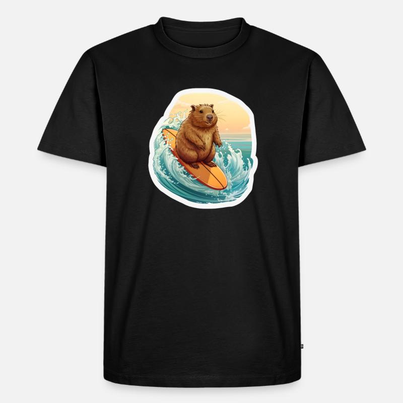 Capybara Surfeur - T-shirt Premium bio Homme - noir