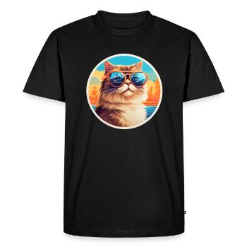 Cat with sunglasses - Men's Premium Organic T-Shirt - black - Front - Nico (187cm)