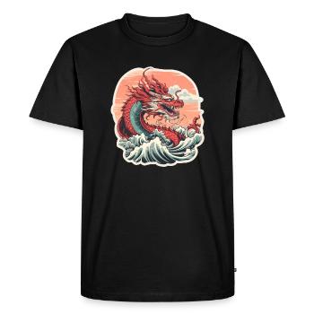 Japanese dragon - Men's Premium Organic T-Shirt - black - Front - Nico (187cm)
